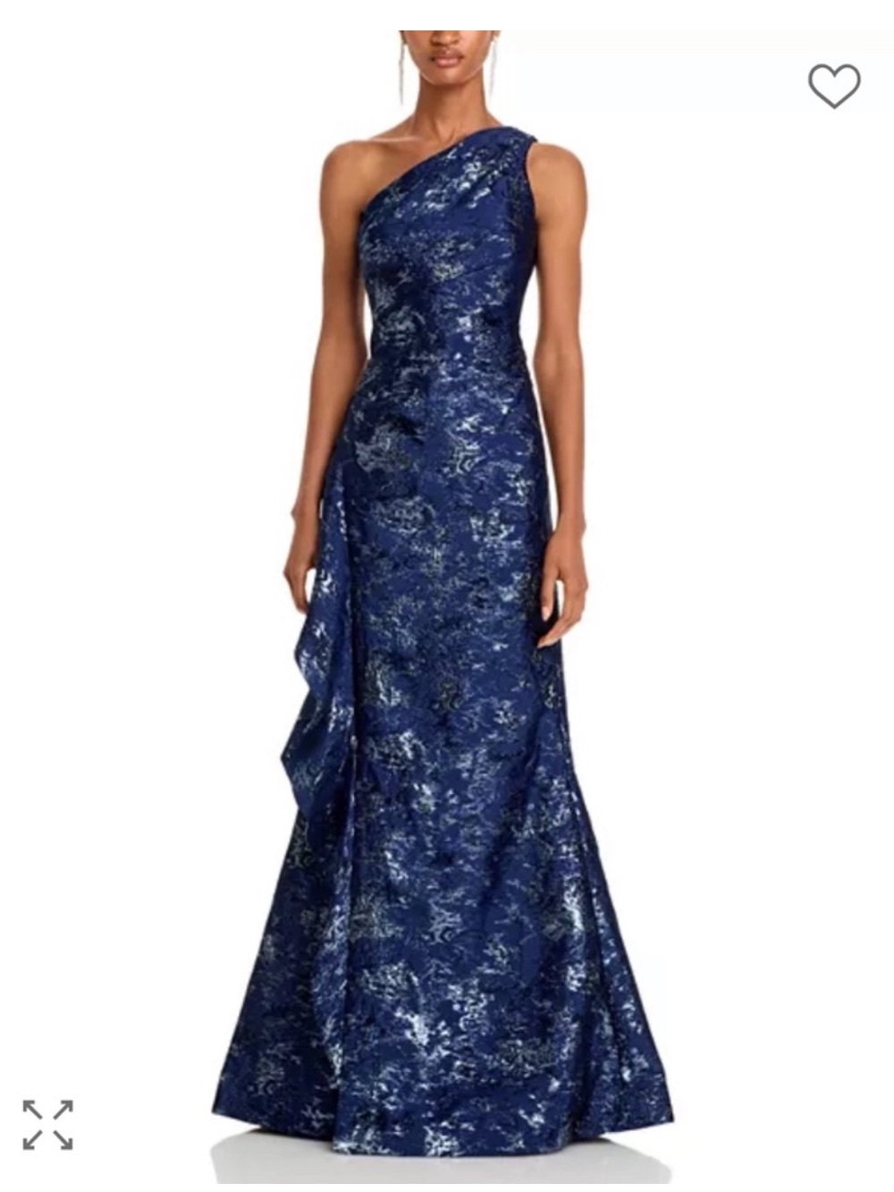 Metallic Jacquard One-Shoulder Gown Teri Jon by Rickie Freeman
